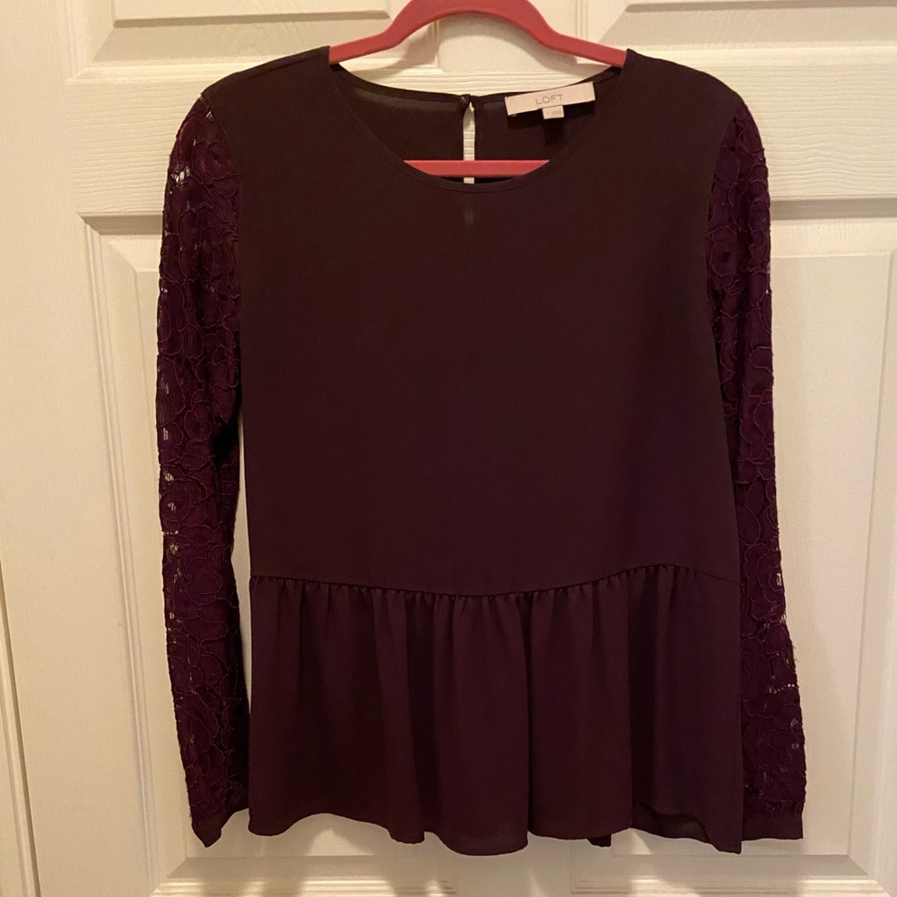 LOFT Deep purple peplum top